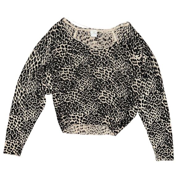 By Together Leopard Print Off The Shoulder Cropped Sweater Women's Small - Picture 1 of 6